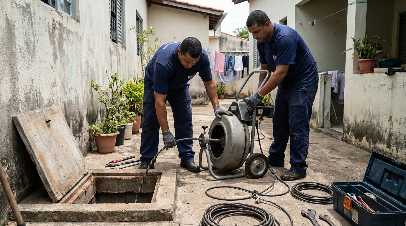 Desentupimento de Coluna Sanitária no Reginaldo, Maceió‑AL
